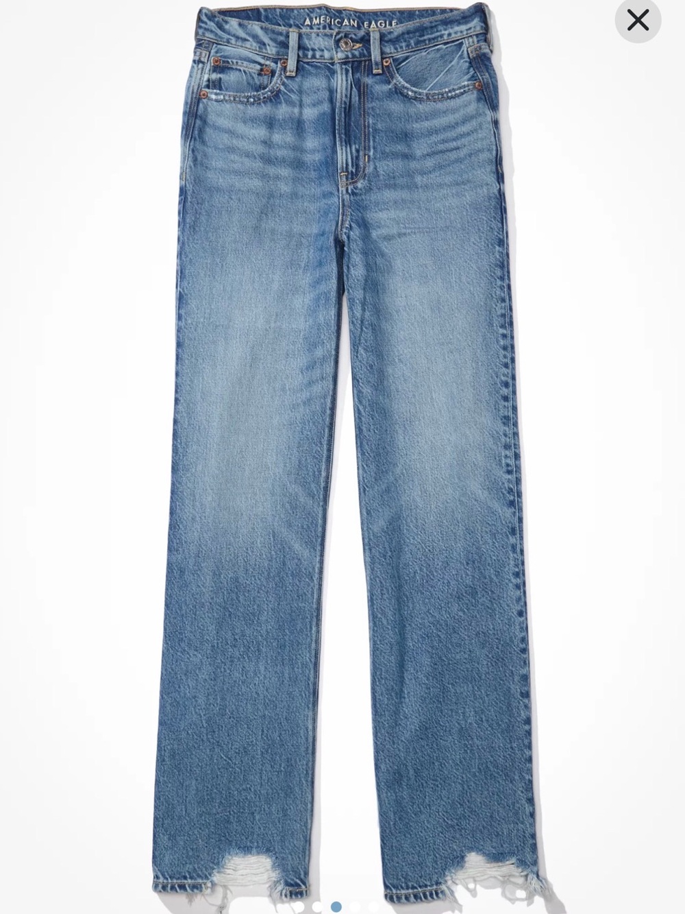 AE Super High-Rise Baggy Wide Leg Women's Jeans in Light Blue - Picture 3 of 11